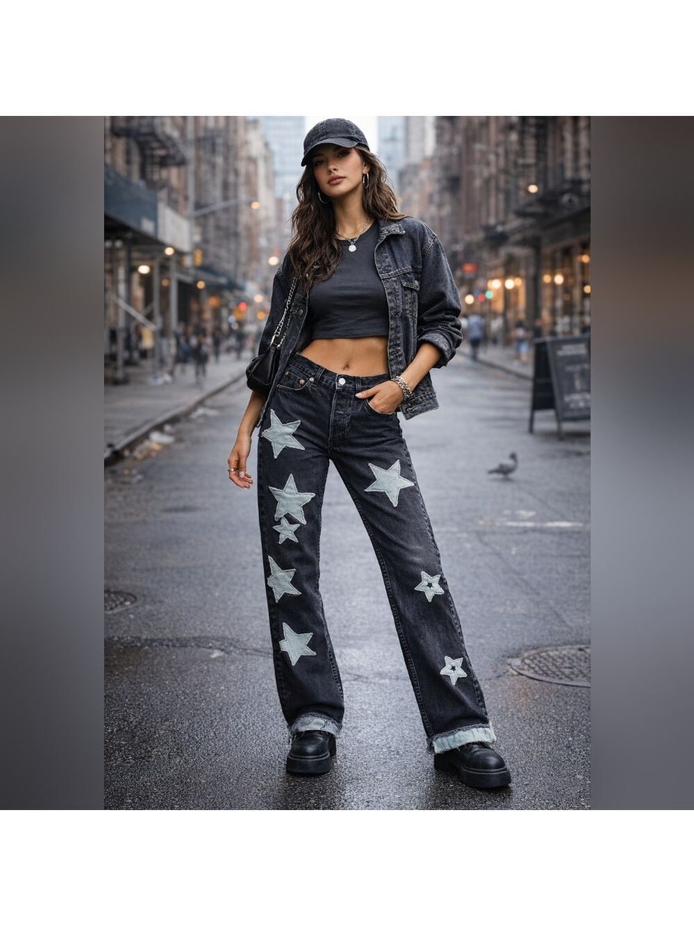 RE/DONE x Levi's Black Wash Star Appliqué Jeans